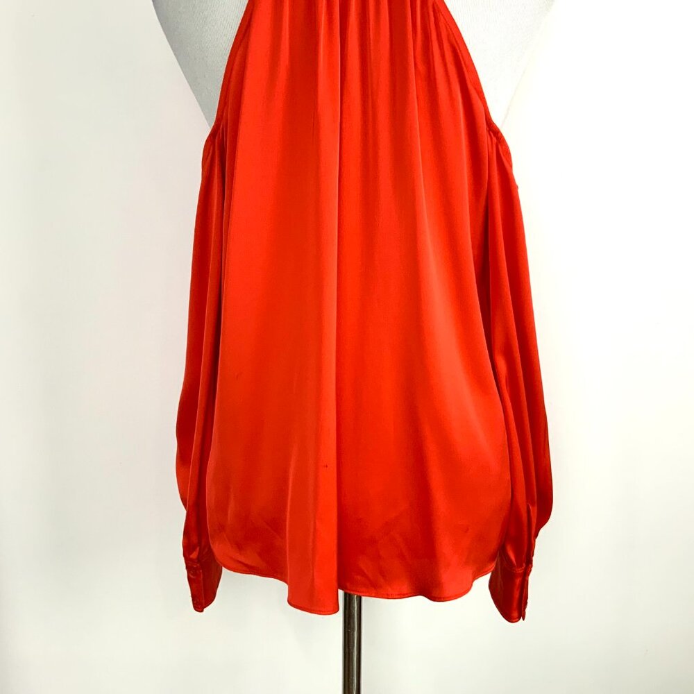 Trina Turk Silk Cold Shoulder Mitchell Scarlet Red Blouse​​ Medium - Picture 10 of 16
